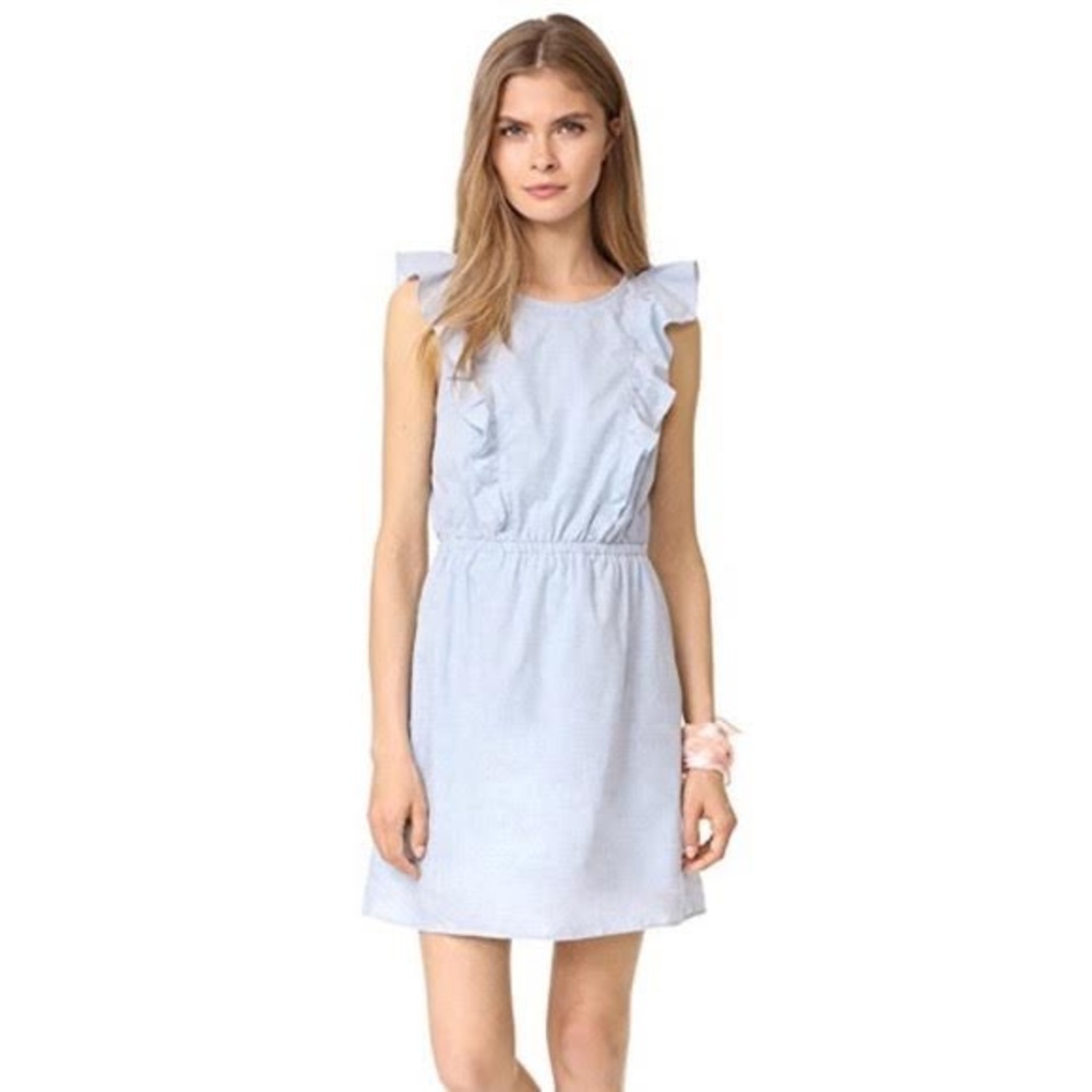 Madewell Chambray Ruffle Dress, Size 4